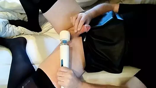 Thick cum on leather dress