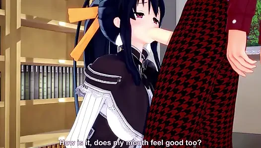 Akeno halka açık bir kütüphanede bana sakso çekiyor - dxd ntr madness series