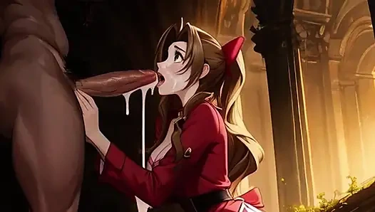 Aerith lutscht große schwarze schwänze in ihrer verlassenen kirche