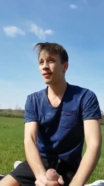 Hot young man blows other outside