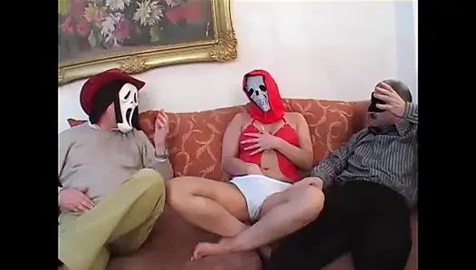 Huge fat milf fucking, fingering masked party