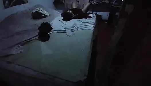 ep1 Desi stepmom found cam of stepson and she strips for him to see Pussy Show Begins Laying on the bed starts boobs job seduced