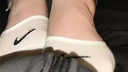 Teased to the brink of an orgasm in ped socks
