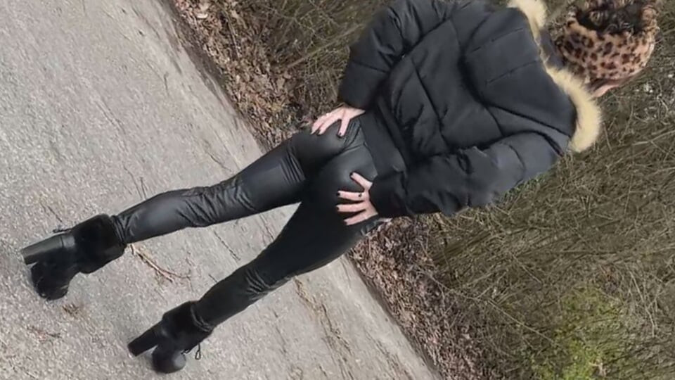 Remote e-stim on Tranny girl cock! Painful teasing in public!