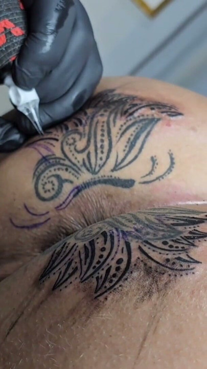 MODIFYING THE TATTOO AROUND MY ASS NOW IT IS BIGGER THAN BEFORE | Clip 2