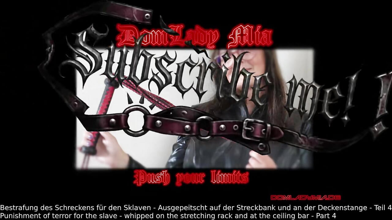 DomLady Mia - Punishment of terror for the slave - whipped on the stretching rack and at the ceiling bar - Part 4
