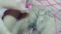 hot hijab slut in pink fishnets masturbating