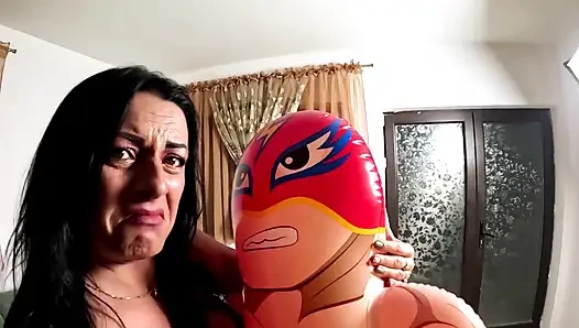Inflatable Wrestler Cum Play. Dirty Talk, Doggy and Cum Licking