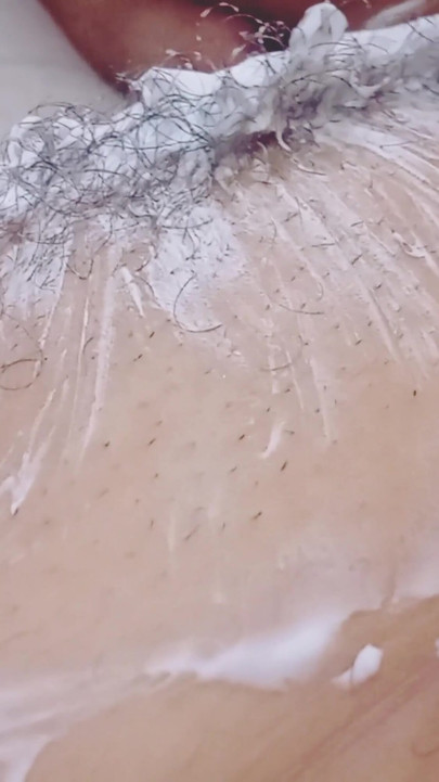 Powerful moment from "my husband shaves my pussy while I record it POV"