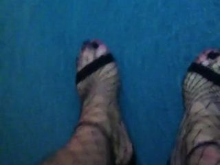 Walking in Sexy High Heels Fishnet Stockings