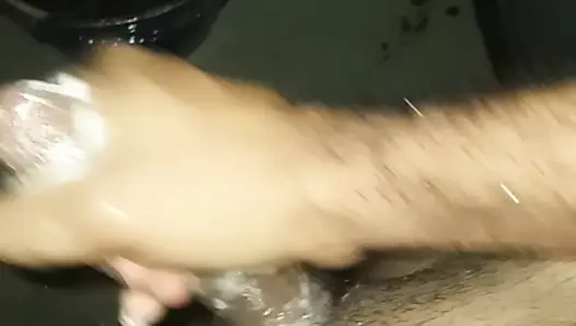 Small fart man's cock in the shower