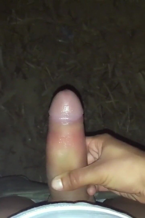 Night Outside Cumshot with Minimum Foreskin Pulling Back and Forth