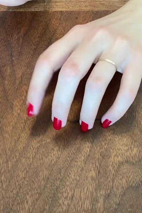 Long Red Natural Nail Tapping