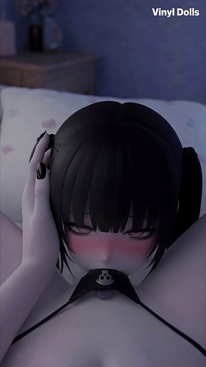Dullahan Solo 3D _ Bezgłowa anime dziewczyna używa swojej odłączonej głowy, by się lizać