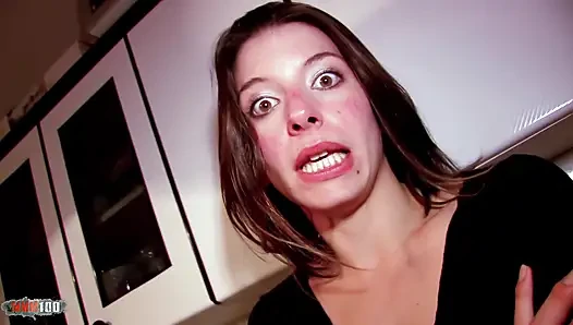 Cute brunette hard fucked in pussy and ass
