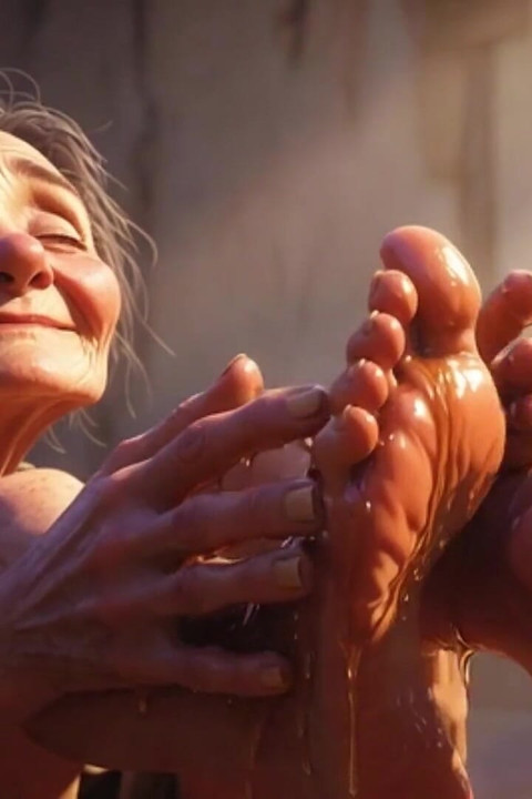 Granny Foot Oil Session - Feeling Intense Pleasure & Craving Tongue