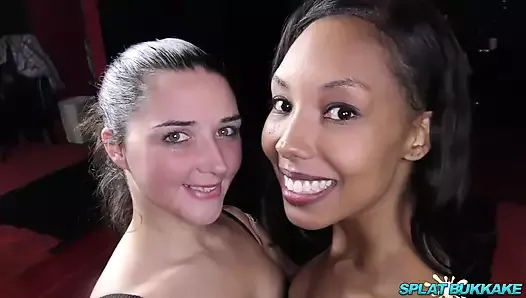 Gorgeous teen duo enjoy bukkake facials