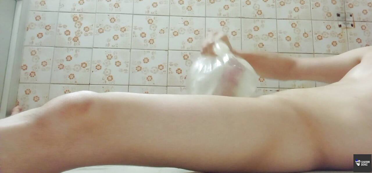 Boy in bathroom solo with toy💦