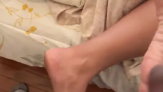 Stepbro bbc fuck ebony sexy toes footjob cum