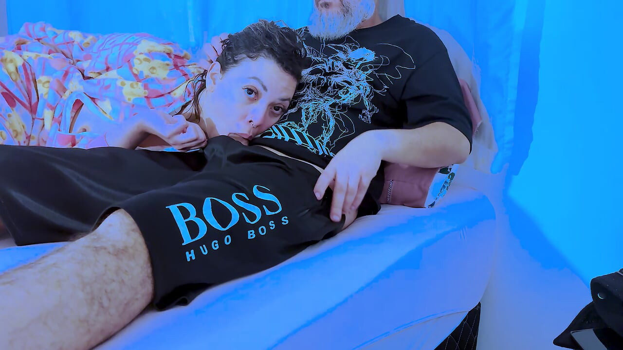 Stepdaughter ends up giving a blowjob until her mouth is full of cum.
