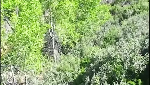 Astronaut stud lands on a planet where a blonde primitive babe sucks his cock outdoors