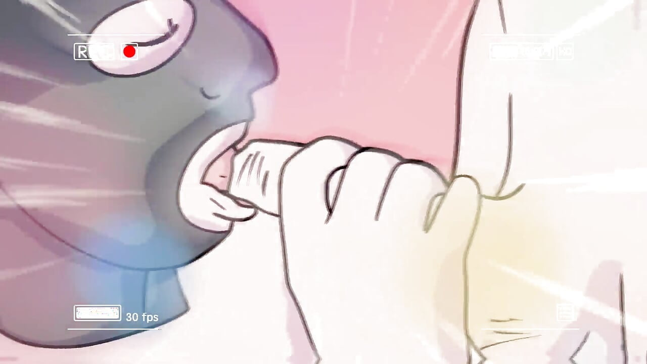 Hetero-typ nimmt anime-futanari-schwanz tief in den hals und isst ihren arsch