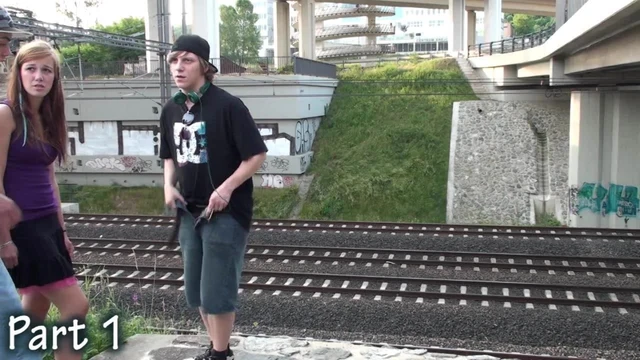 Young pretty girl street gangbang Part 1