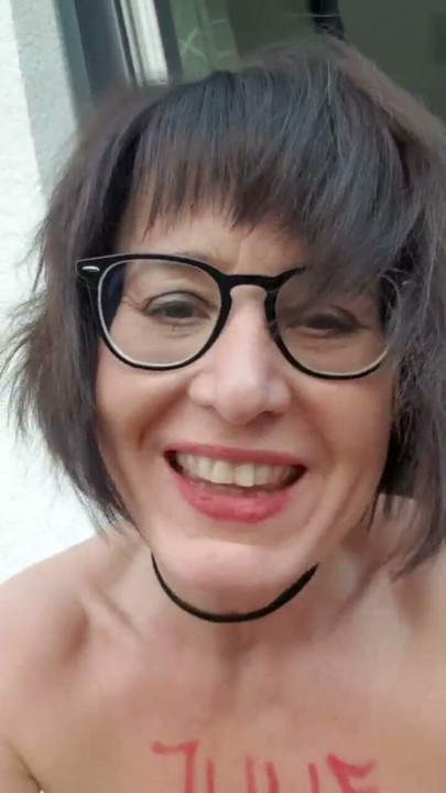 Julie has daily squirt on balcony | Clip 1