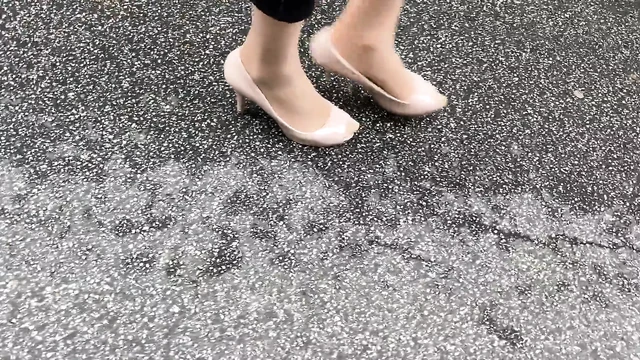 Crossdresser posing and pissing near Autobahn