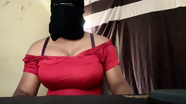 big boobs crossdresser teasing in red suit salwar