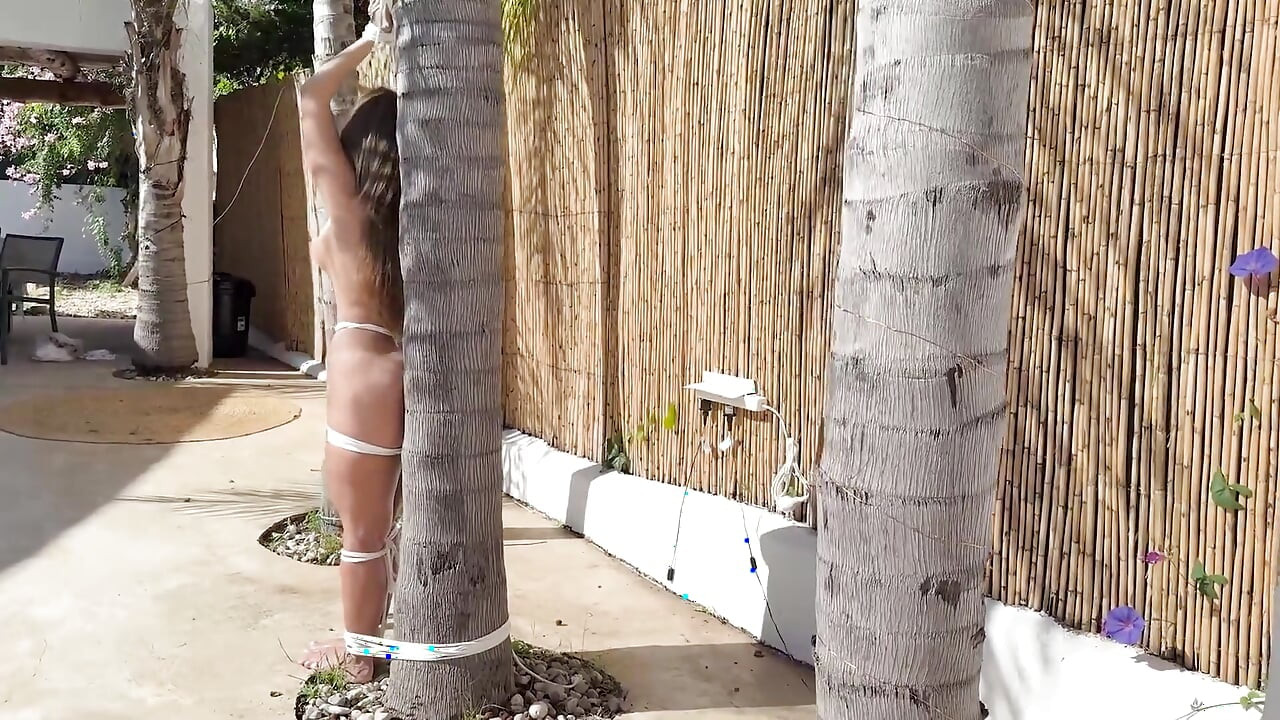 Party Prank Trap Bound, Gagged and Cum-covered in the Pool (hd)