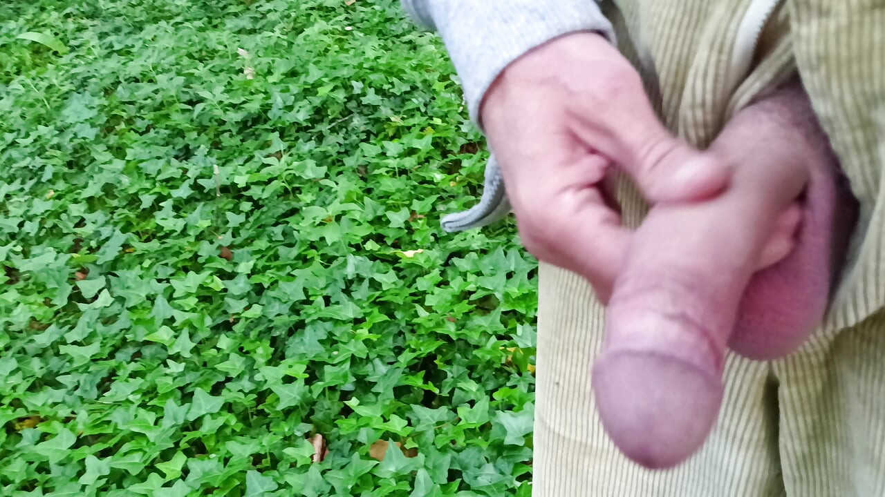 Big Uncut Cock Out Walking, Pissing, Wanking in the Woods Wearing Cords - Rockard Daddy