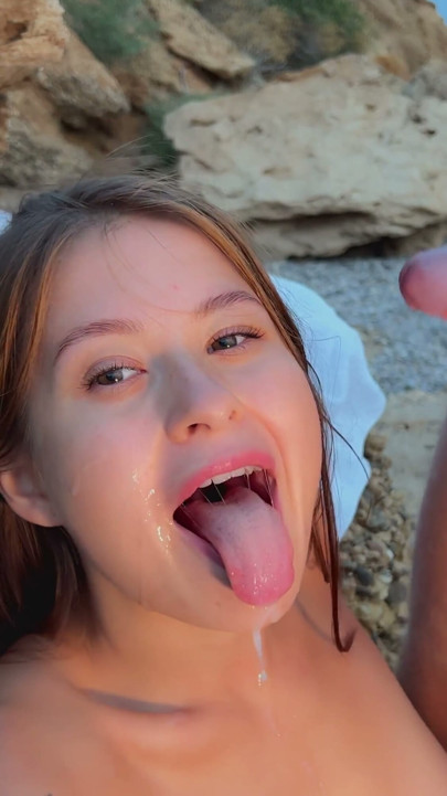 Streaming On A Nudist Beach? Bad Idea. Petite Fucked Outdoor. Big Cock. Skye Young | Clip 3