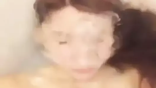 asian girl taking bath