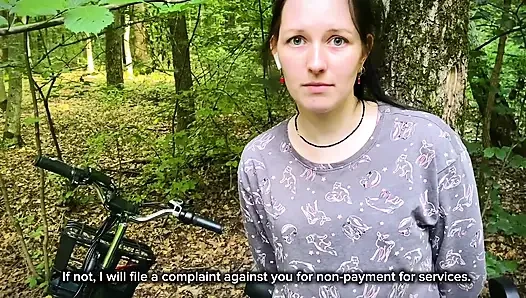 Dumb Brunette Broke Her Bike in the Woods & Pay with Her Pussy for the Repair! Doggystyle Fuck
