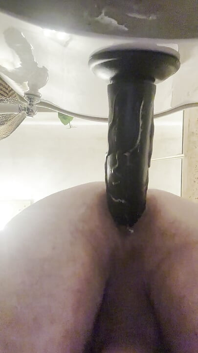 Hungry ass big dildo