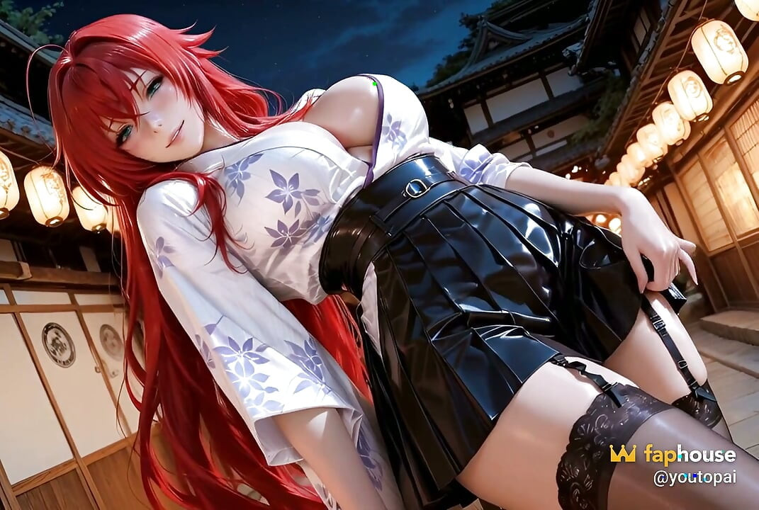 Rias Gremory in Stockings and Kimono to the Cream in the Ai Version of Dxd