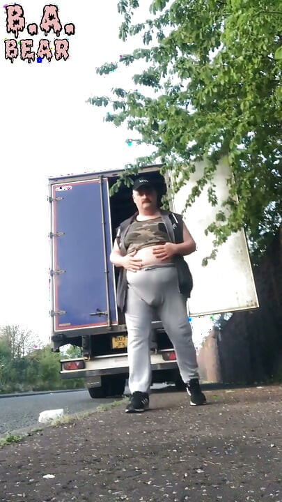 Fat Truck Driver Outdoor Wank