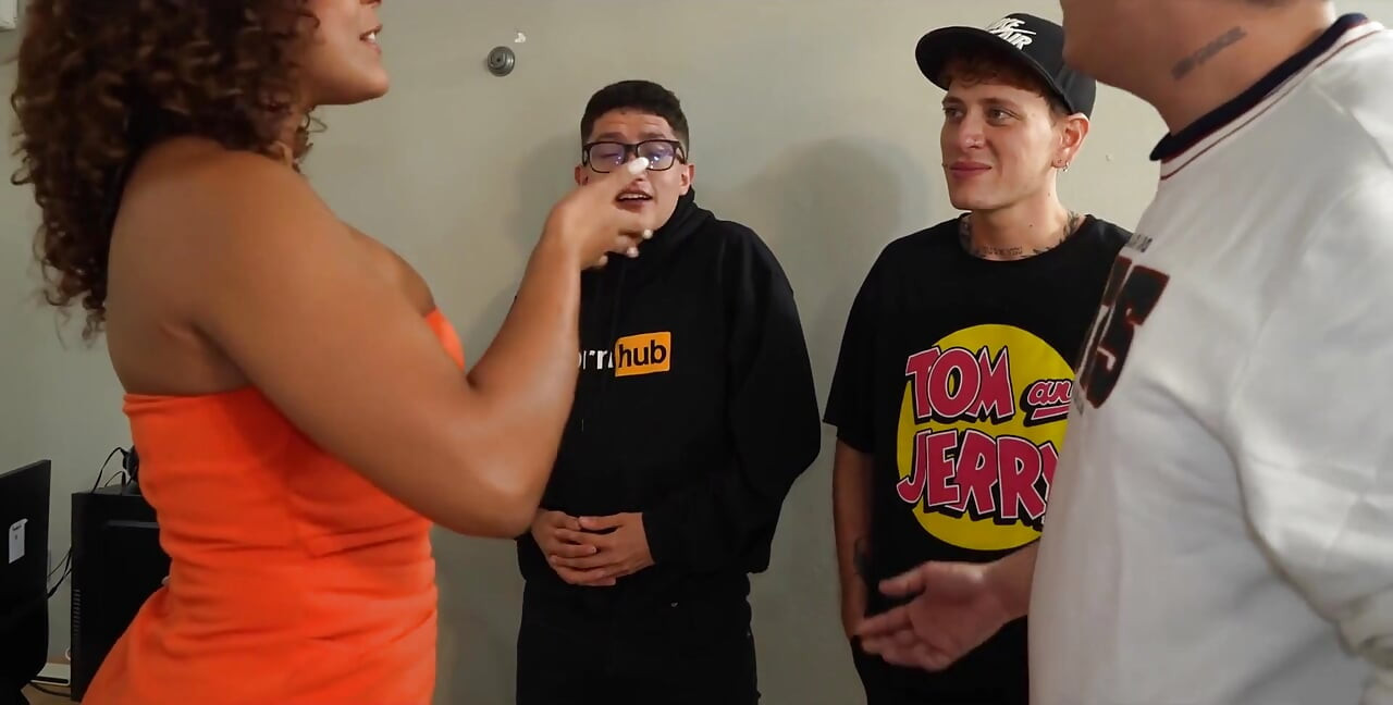 Nerd Guys Fuck Their Latina Boss with a Giant Ass and Fill Her Pussy and Face with Cum