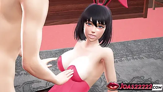 Ryuko Bunny, косплей анимация 3D - массаж со стонами больших сисек, трах пальцами тугой киски, вибратор, сквирт в хентай без цензуры
