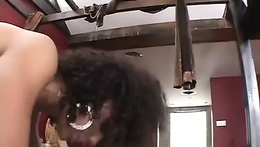Sexy black girl big white cock
