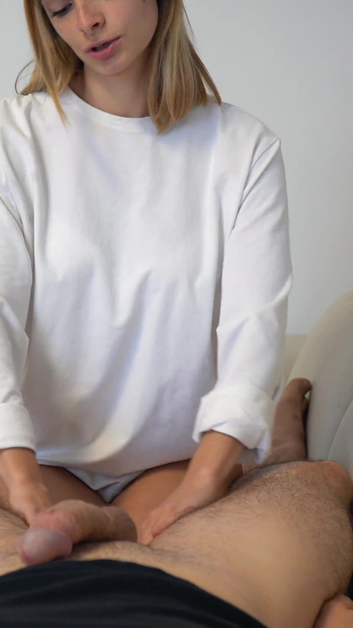 Masseuse Dominates Her Client in POV, Massage, Blowjob and Immediately After Jumps on Top of His Cock