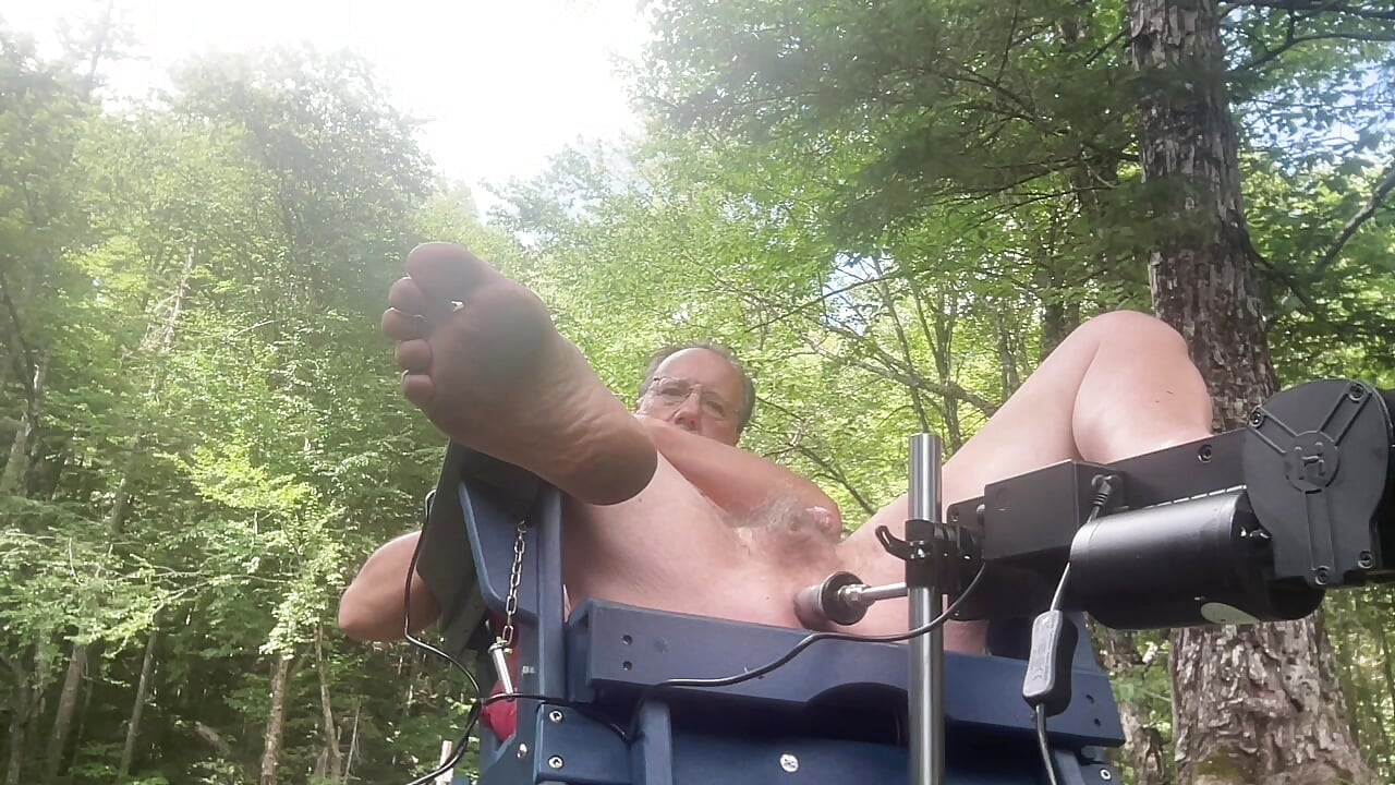 Fucking my ass outdoors with a sex machine