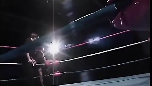 Two girls challenge for the cock sucking title in boxing ring