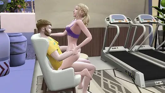College girl joins the team and gets fucked by the coach in the gym. The Sims