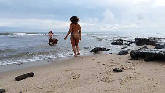 WITH TWO ON THE BEACH AND BONTANDO TO SUCK MY CUM