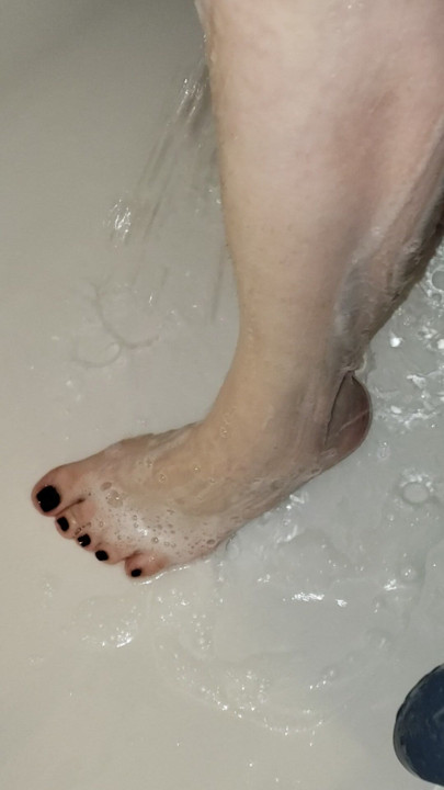 Soapy shower feet