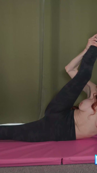 Redhead MILF Audrey Hollander Stretches with Sensual Yoga and Strips | Clip 1