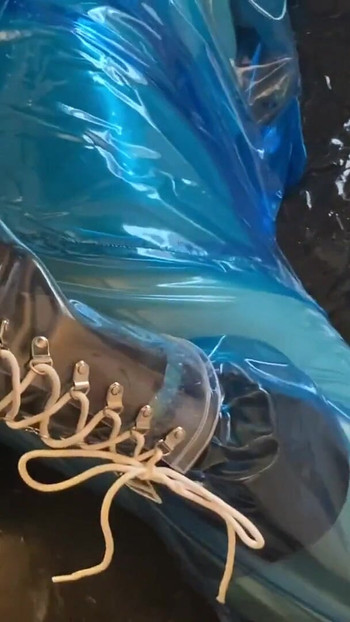 Jaw-dropping moment from "Blue Transparent PVC Plastic Masturbation"