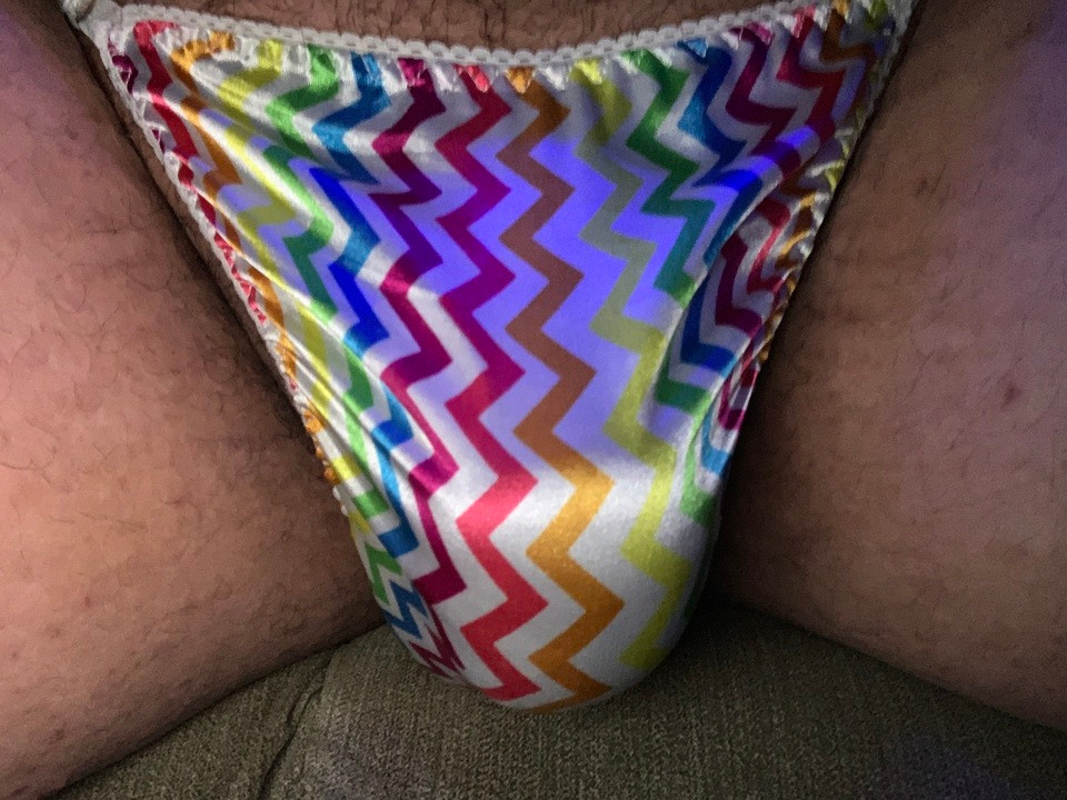 Rainbow Satin Thong Play